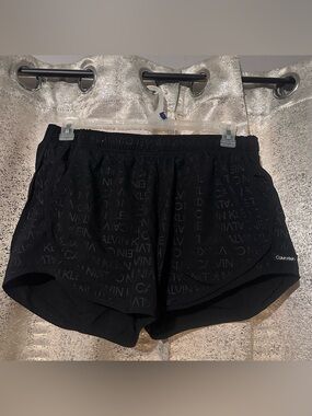 Calvin Klein Black Logo-Pattern Athletic Shorts